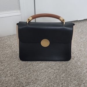 New Zara Black Brown Top Handle Purse Bag
